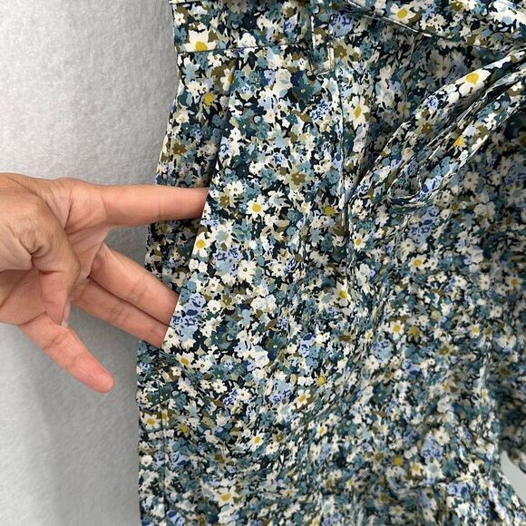 Sezane Green Floral Elise Collared Tie Waist Cotton Romper Size 34 /2 - Picture 5 of 9